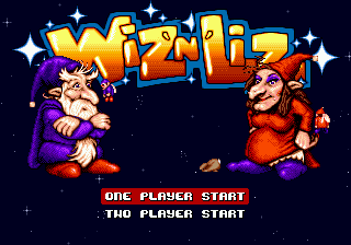 Wiz 'n' Liz The Frantic Wabbit Wescue title screen for Sega Mega Drive